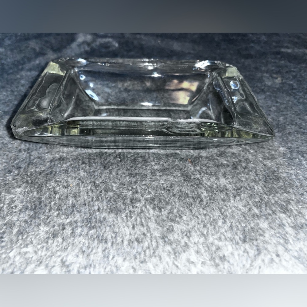Vintage Retro Clear  Glass Rectangular Ashtray